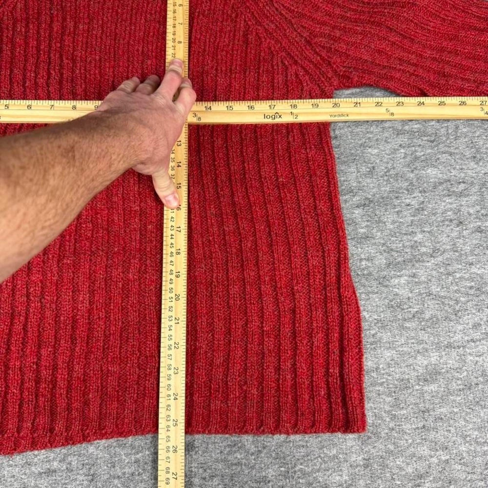 Express Tricot Red Ribbed Mock Neck Sweater Mens Medium Raglan Wool - Picture 4 of 5